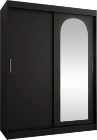 Kledingkast Hartford 502, Zwart, 200x150x62cm, 125 kg, Kledingkast deuren: Schuivend, Aantal planken: 5, Aantal planken: 5