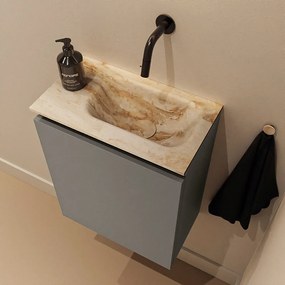 Mondiaz Ture DLux toiletmeubel 40cm smoke met wastafel frappe rechts zonder kraangat