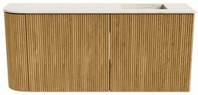 Mondiaz Joya DLux 90cm toiletmeubel ronding links oak met wastafel faye rechts 1 kraangat meli