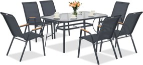 Garden Point tafelmeubel Modena/Bitonto grijs voor 6 personen