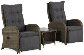 Bistroset 2 personen  Wicker Grijs Garden Collections Detroit