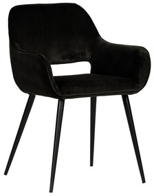 Woood Jelle Eetkamerstoel Met Armleuningen Zwart Velvet (set Van 2)