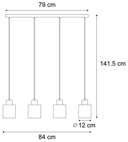 Eettafel / Eetkamer Moderne hanglamp zwart met smoke glas 4-lichts - Dame Modern E27 rond Binnenverlichting Lamp