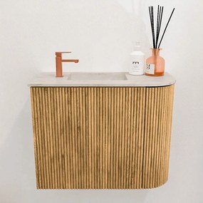 Mondiaz Joya DLux 50cm toiletmeubel ronding rechts oak met wastafel faye links 1 kraangat ostra