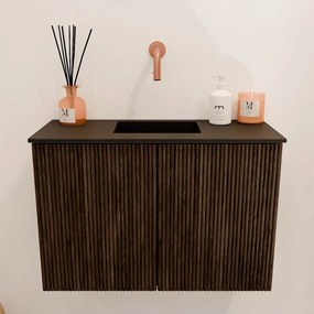 Mondiaz Joya 60cm toiletmeubel walnut met wastafel faye midden zonder kraangat urban