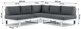 Hoek loungeset 5 personen Aluminium Wit  Lifestyle Garden Furniture Lorenzo