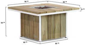 Lifestyle Garden Furniture Seaside Lounge Vuurtafel X Wit Aluminium/teak Naturel Teak