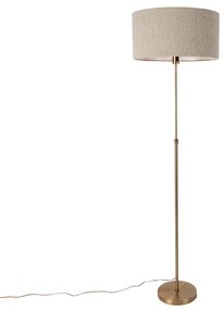 Vloerlamp verstelbaar brons met boucle kap taupe 50 cm - Parte Design E27 rond Binnenverlichting Lamp
