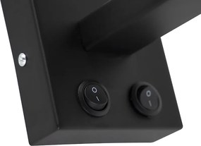 Wandlamp zwart met flexarm en kap oranje met gouden binnenkant 18cm - Brescia Combi