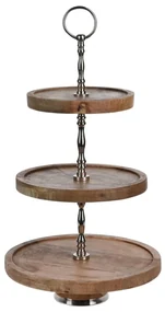 H&S Collection Etagère 3-laags 50 cm hout zilverkleurig