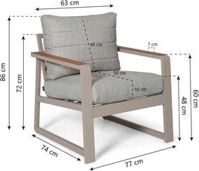 Stoel en Bank Loungeset 7 personen Aluminium Zand/Beige  Lifestyle Garden Furniture Sabbia