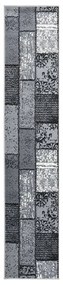 vidaXL Tapijtloper 60x450 cm BCF grijs met blokpatroon