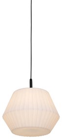 Moderne buiten hanglamp zwart met witte kap 45,6 cm IP44 - Robbert