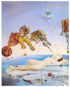 Dream Caused by the Flight of a Bee Around a Pomegranate a Second Before Awakening, 1944 Kunstdruk, Salvador Dalí, (24 x 30 cm)