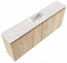 Mondiaz Ture DLux toiletmeubel 120cm washed oak met wastafel ostra midden met kraangat