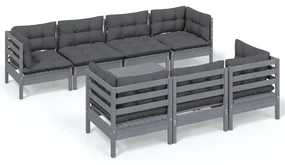 vidaXL 8-delige Loungeset met kussens massief grenenhout
