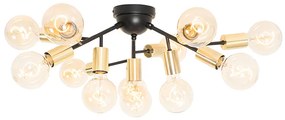 Design plafondlamp zwart met goud 12-lichts - Juul