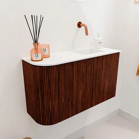 Mondiaz Joya 70cm toiletmeubel ronding links ruby met wastafel faye rechts zonder kraangat talc