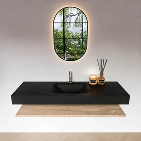 Zaro Alan badmeubel 140cm met planchet washed oak en vrijhangende wastafel cloud midden 1 kraangat urban