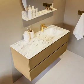 Mondiaz Vica DLux badmeubel 110cm oro 2 lades met wastafel glace rechts 1 kraangat
