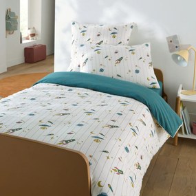 Kussensloop voor kinderen, 30% gerecycled gewassen katoen, raketprint, EGOR