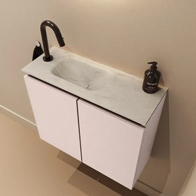 Mondiaz Ture DLux toiletmeubel 60cm rosee met wastafel opalo links met kraangat