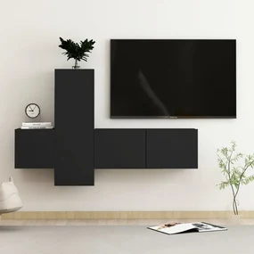 vidaXL 3-delige Tv-meubelset spaanplaat zwart