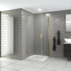 Saniclear Modern Brass douchecabine 90x80 met 80cm deur geborsteld messing