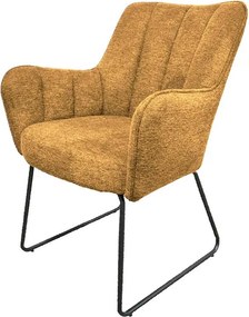 Eetkamerstoel - Kevin - stof Bjorn grof geweven mosterd