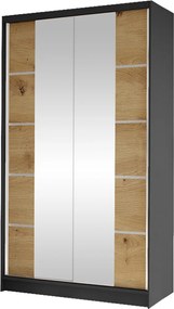 Kledingkast Closico 168, Zwart, Artisan eiken, 200x100x58cm, 89 kg, Kledingkast deuren: Schuivend, Aantal planken: 4, Aantal planken: 4