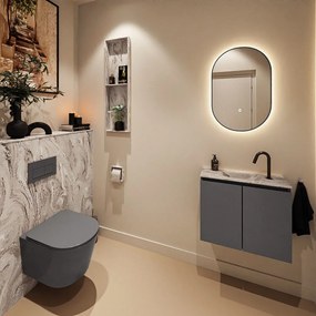 Mondiaz Ture DLux toiletmeubel 60cm dark grey met wastafel glace midden met kraangat