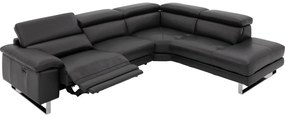 Goossens Excellent Bank Noud donkergrijs, leer, modern design met ligelement rechts