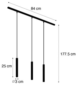 Modern railsysteem met 3 hanglampen zwart 1-fase - Slimline Keno G9 Binnenverlichting Lamp