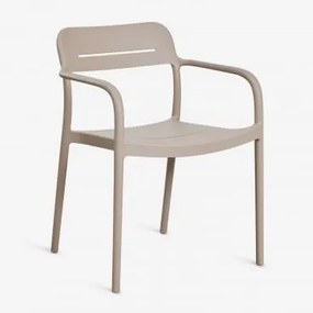 Stapelbare Set Van 4 Tuinstoelen Met Armleuningen Van Polypropyleen Graneli Moka Bruin - Sklum