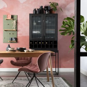 Zuiver Travis Wandkast Met Wijnrek Zwart - 88.5x46.5x180.5cm.