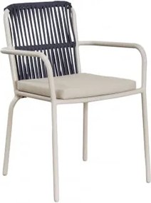 Stapelbare Set Van 4 Aluminium Tuinstoelen Met Armleuningen Alberta Marine Blauw - Sklum