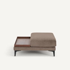 Voetensteun met dienblad, in stonewashed fluweel, MODERNISTE, ontwerp Emmanuel Gallina