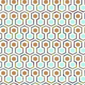 Noordwand Good Vibes Behang Hexagon Pattern groen en oranje
