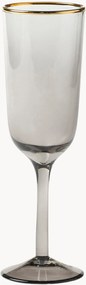 Mondgeblazen champagneglazen Deco, 6-delig