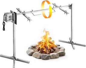 VEVOR Lamsgrill 38 W 60 kg 1321 mm Rotisserie Spits Speenvarken Grill Roestvrij Staal voor Tuinfeesten, Bruiloften, Camping en Festivals, 3 toeren per minuut met 8 hoogte-instellingen, 1740 x 535 x 860 mm, SUS304 vork, 45° standaard