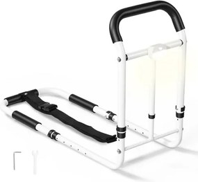 VEVOR bedhek voor senioren, L-vormig sta-hulpmiddel, draagvermogen 90,7 kg, bedhek voor diverse bedmaten, koolstofstalen buizen, in hoogte verstelbaar van 550-668 mm, met LED-verlichting en veiligheidsriem.