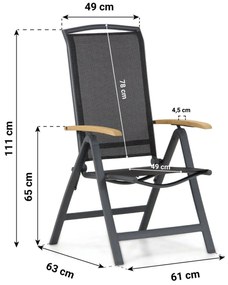 Tuinset Ronde Tuintafel 6 personen 150 cm Aluminium/Textileen /Aluminium/textileen Grijs  Lifestyle Garden Furniture Rosello/Fabriano