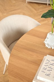 CLARA Beige (Basel 24 stof)/beige poten - MODERNE GESTOFFEERDE KUIPSTOEL VOOR WOONKAMER/EETKAMER/KANTOOR LOFT