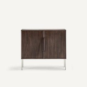 Bureau met lage kast, notenhoutfineer, OMID