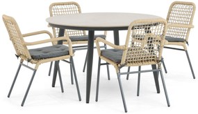 Tuinset 4 personen 120 cm Aluminium/rope Taupe Lifestyle Garden Furniture Catalone/Vienna