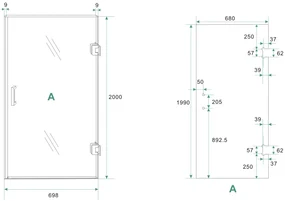 Mueller Round profielloze nisdeur rechts 70cm met spiegelrook naar helder glas geborsteld staal