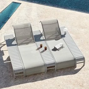Set Van 2 Verstelbare Ligstoelen En 3 Bijzettafels Van Staal Marietta Groen – Khaki - Sklum