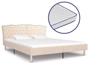 vidaXL Bed met traagschuim matras stof beige 180x200 cm
