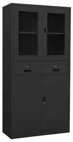 vidaXL Kantoorkast 90x40x180 cm staal en gehard glas antracietkleurig