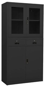 vidaXL Kantoorkast 90x40x180 cm staal en gehard glas antracietkleurig